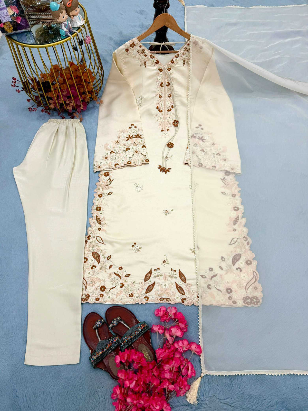 Heavy Roman Silk Embroidery Suit