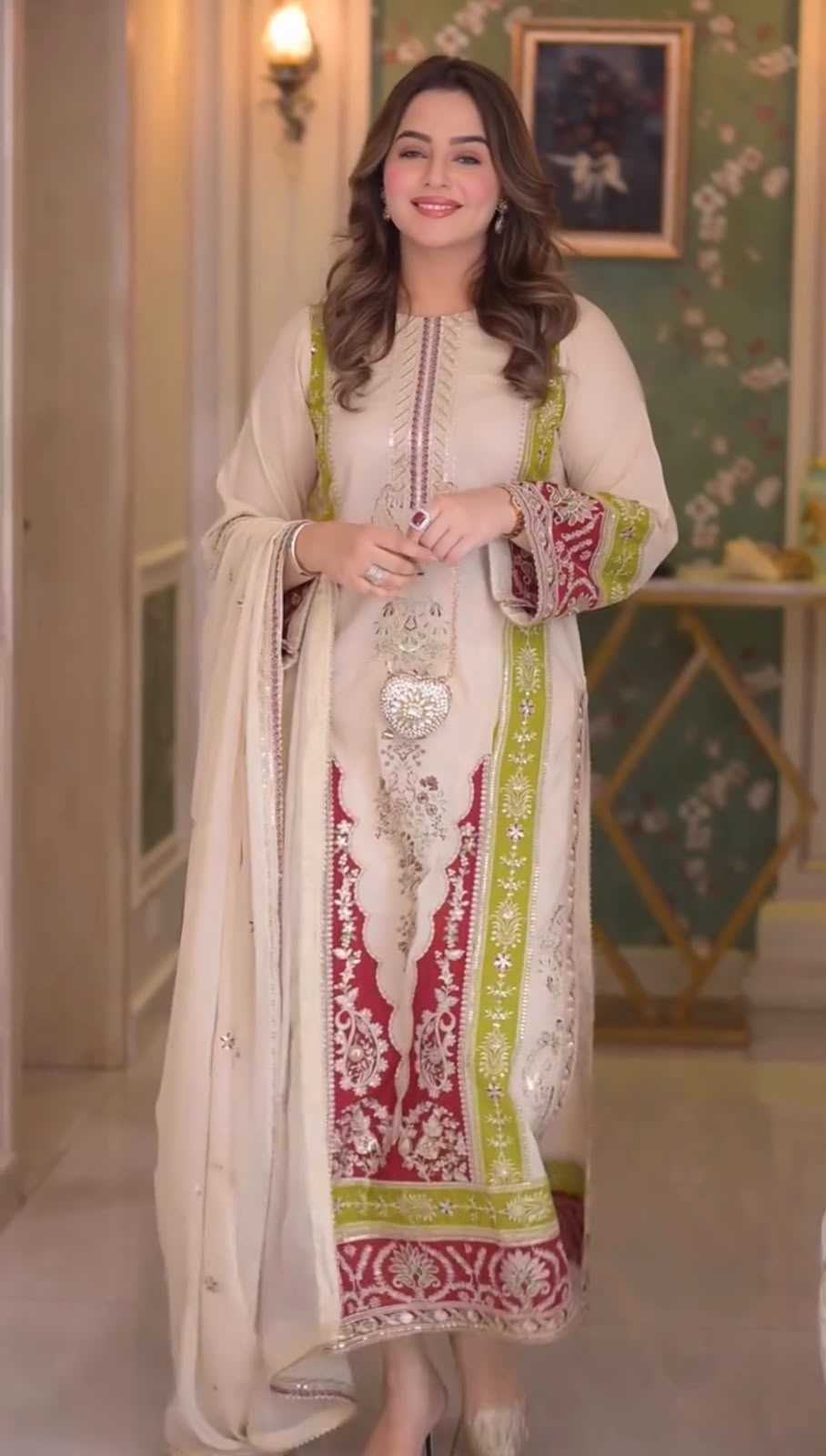 Heavy Roman Silk Embroidery Suit