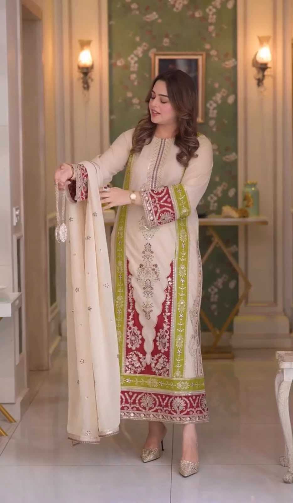 Heavy Roman Silk Embroidery Suit
