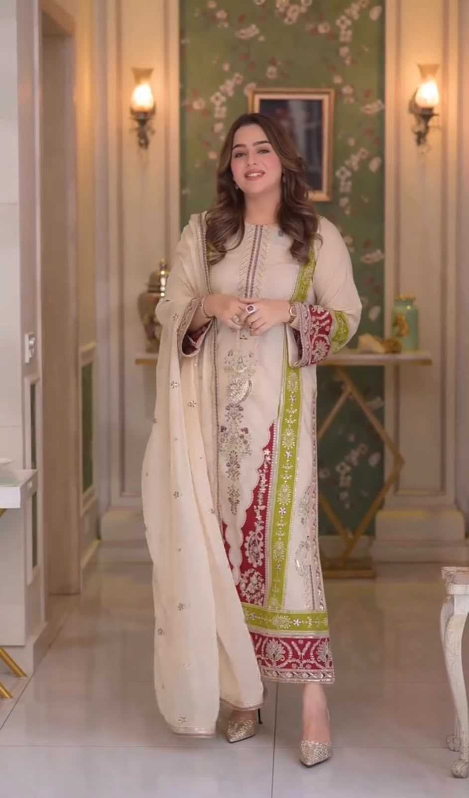 Heavy Roman Silk Embroidery Suit