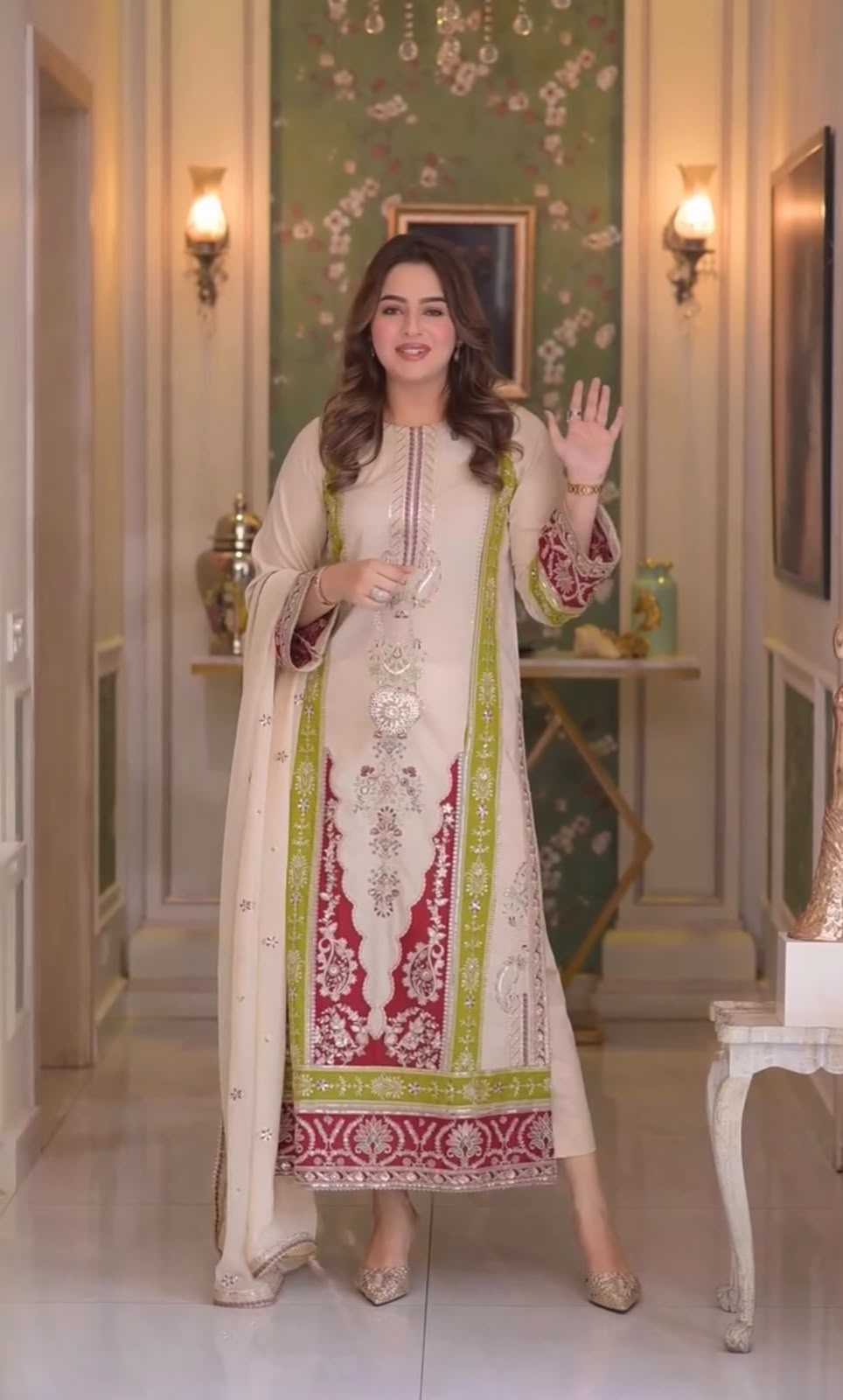 Heavy Roman Silk Embroidery Suit