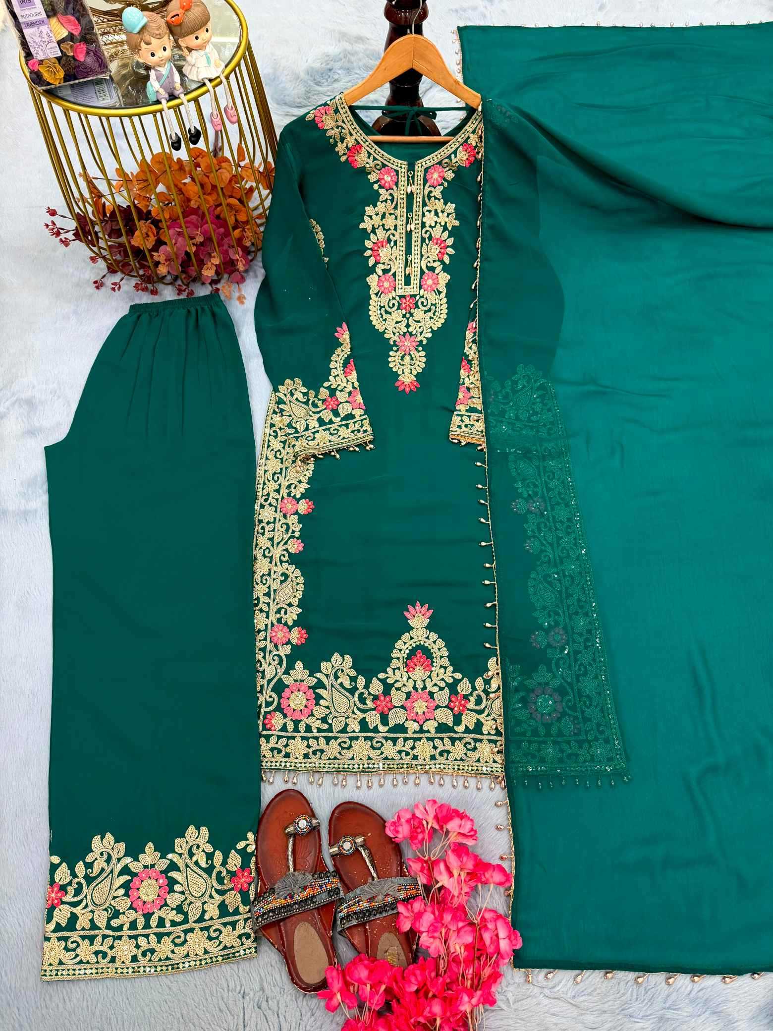 Faux Georgette Embroidery Suit
