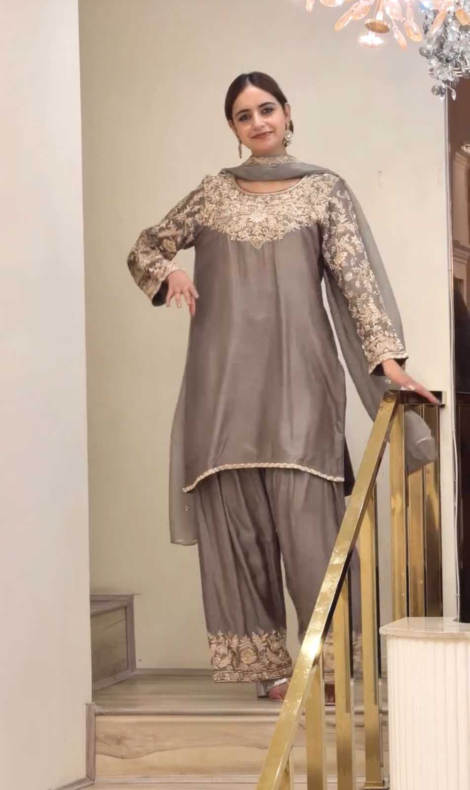 Chinon Silk Embroidery Suit