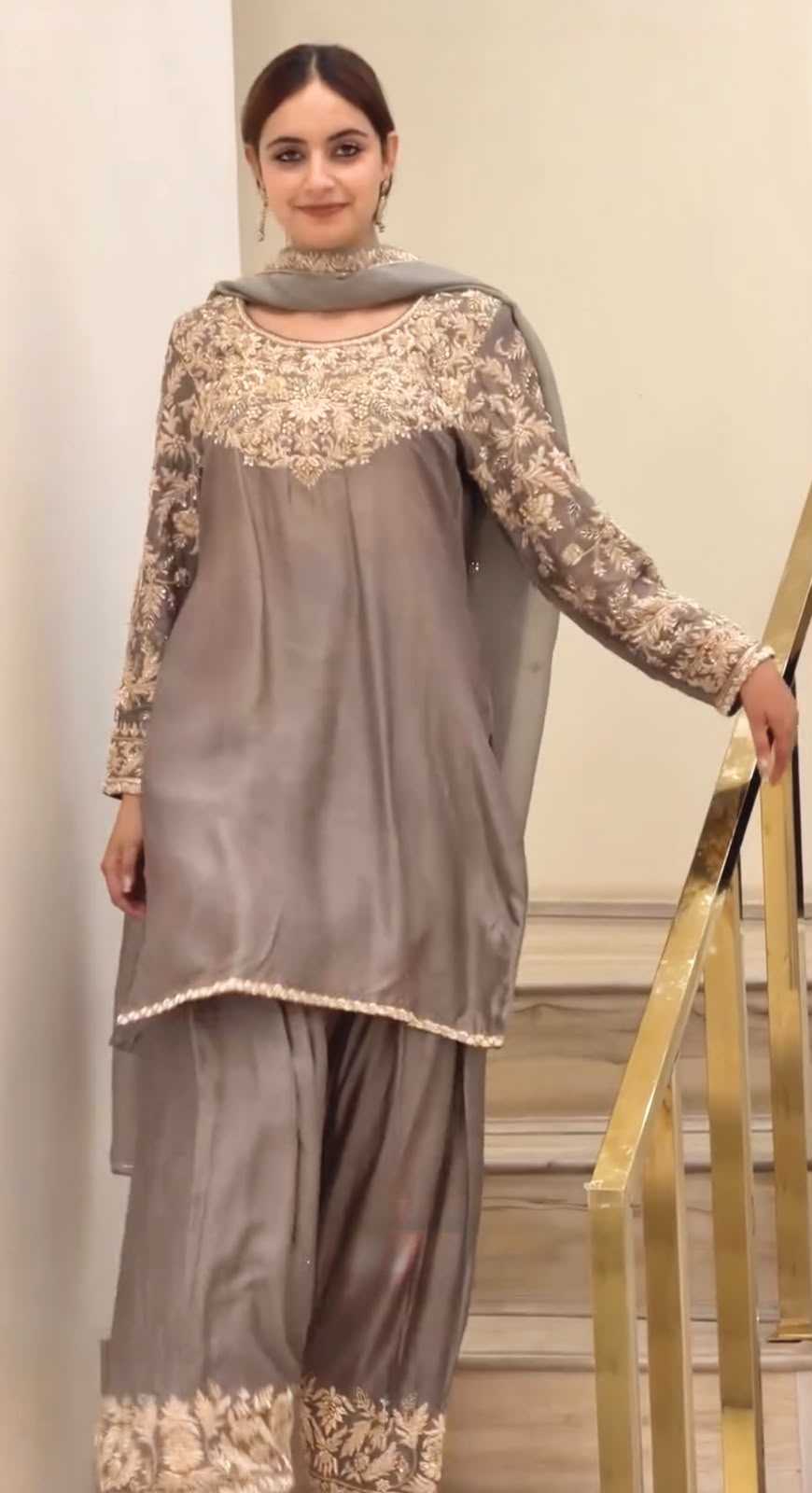 Chinon Silk Embroidery Suit