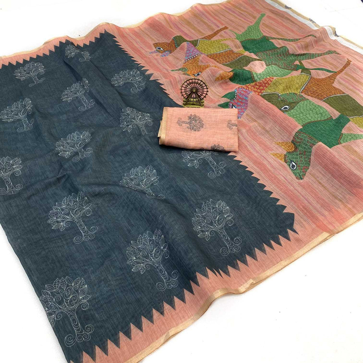 Linen Printed Saree