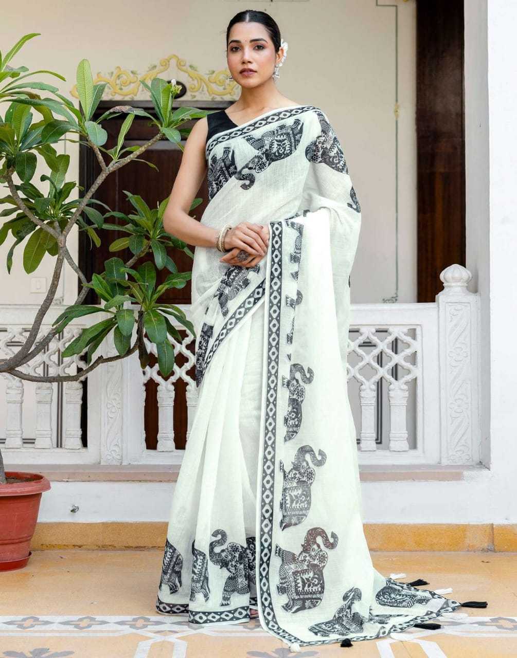 Linen Printed Saree