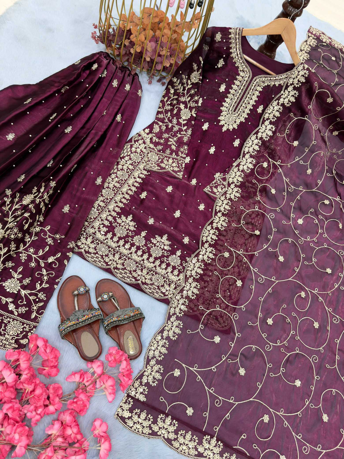 Pure Silk Embroidery Suit