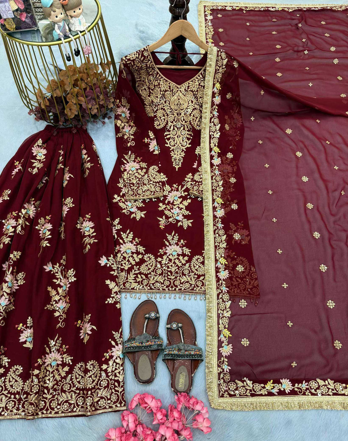 Faux Georgette Embroidery Suit
