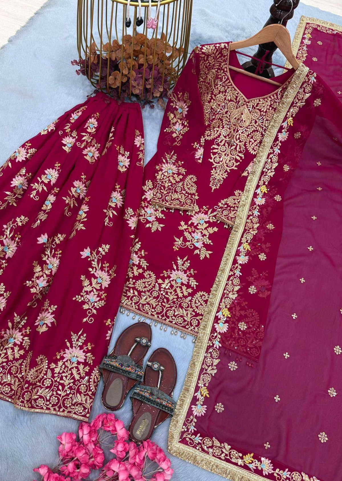 Faux Georgette Embroidery Suit