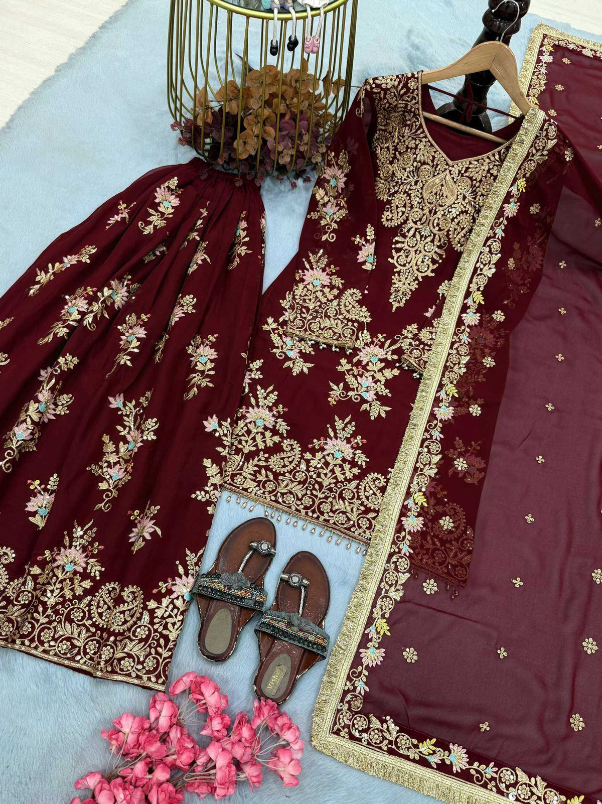 Faux Georgette Embroidery Suit