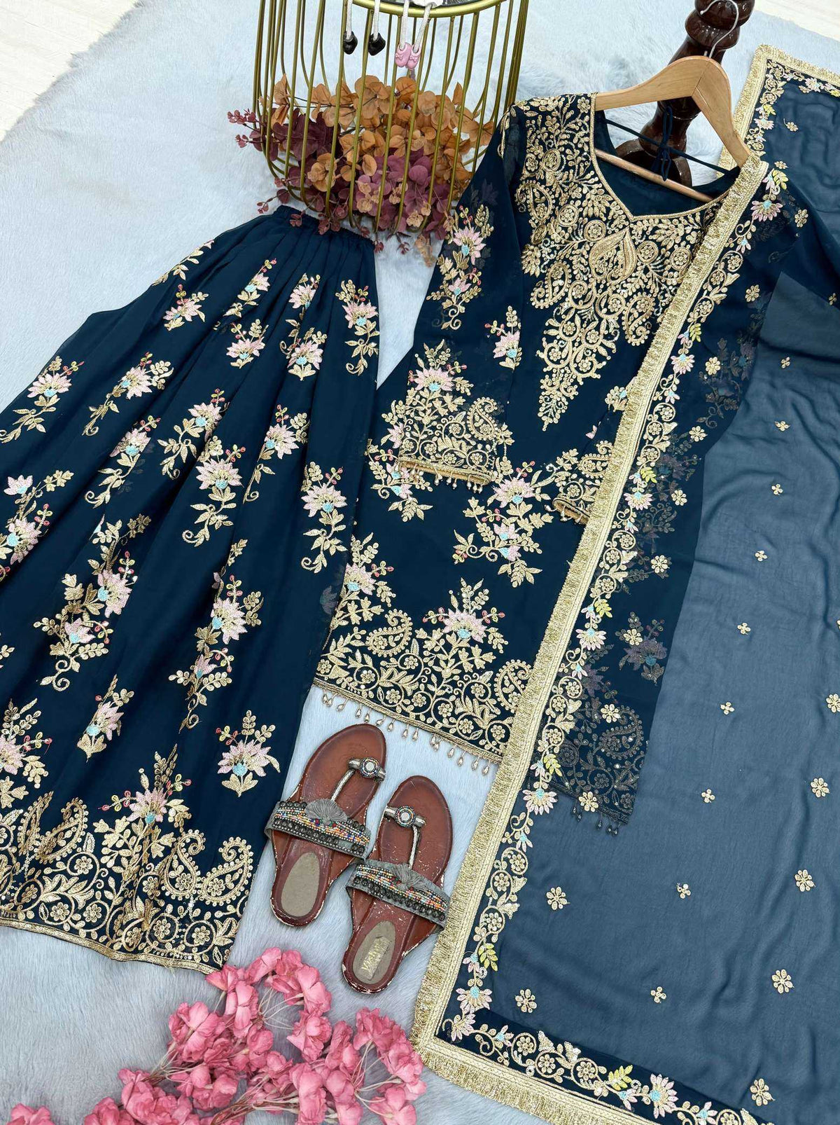 Faux Georgette Embroidery Suit