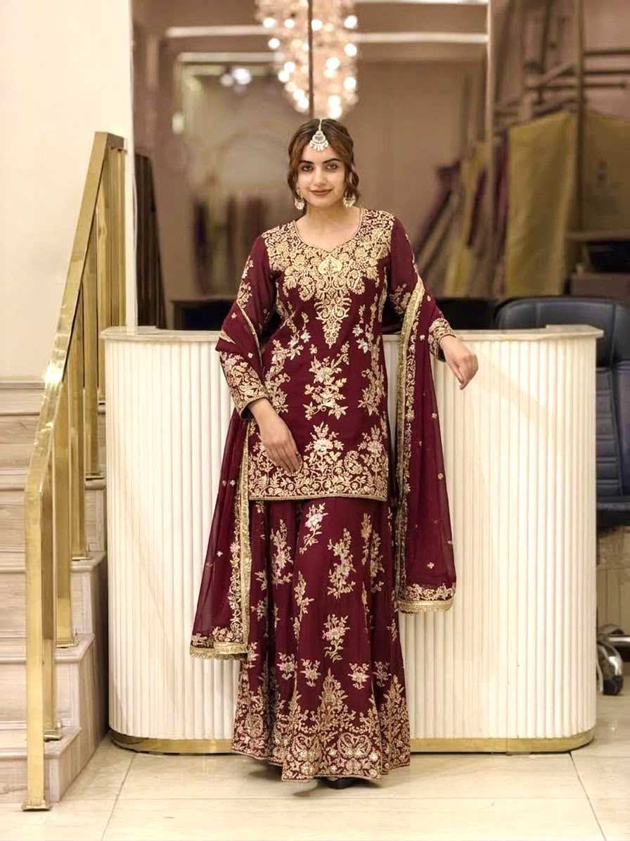Faux Georgette Embroidery Suit