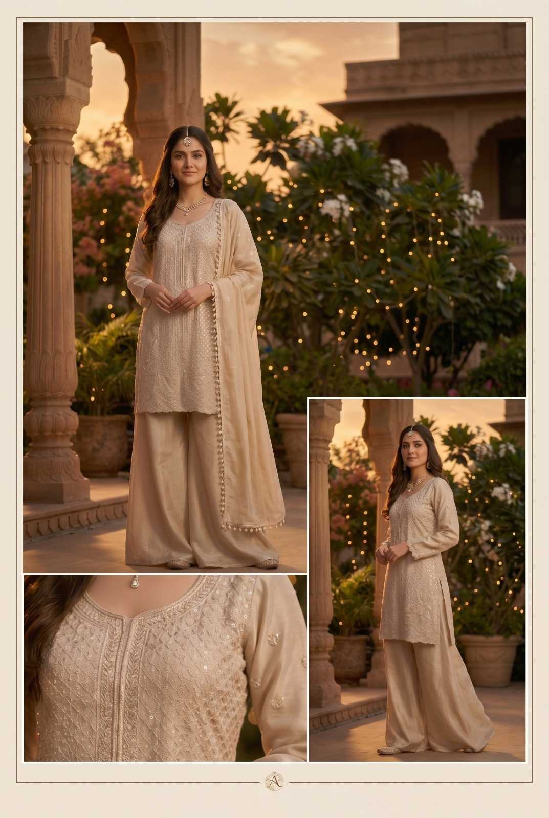 Chinon Silk Sharara Salwar Suit