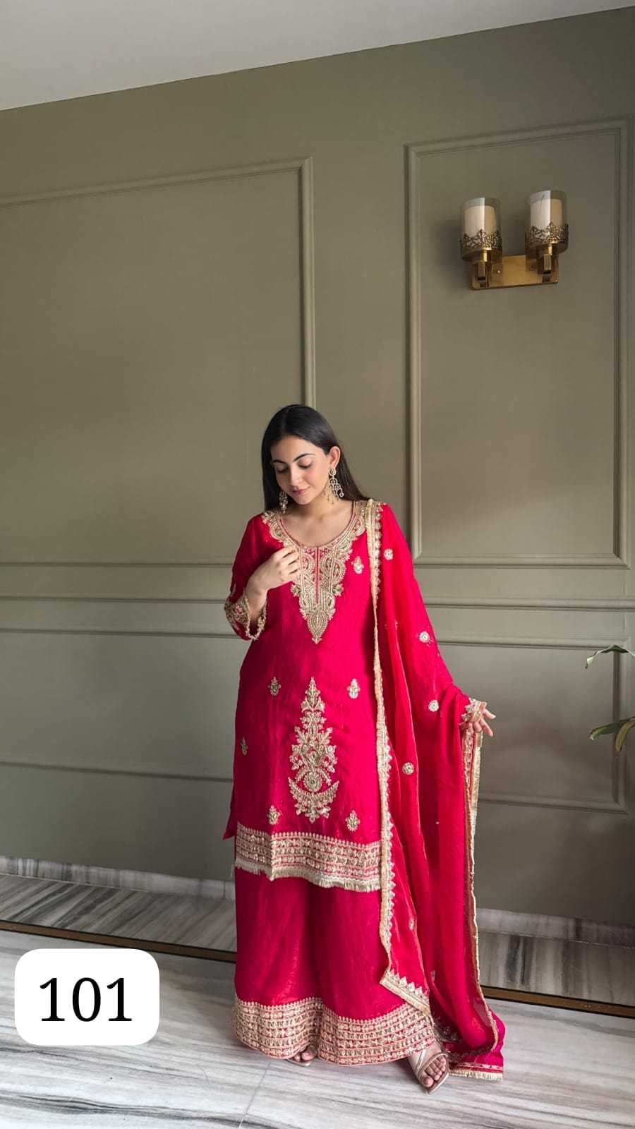 Satin Embroidery Suit