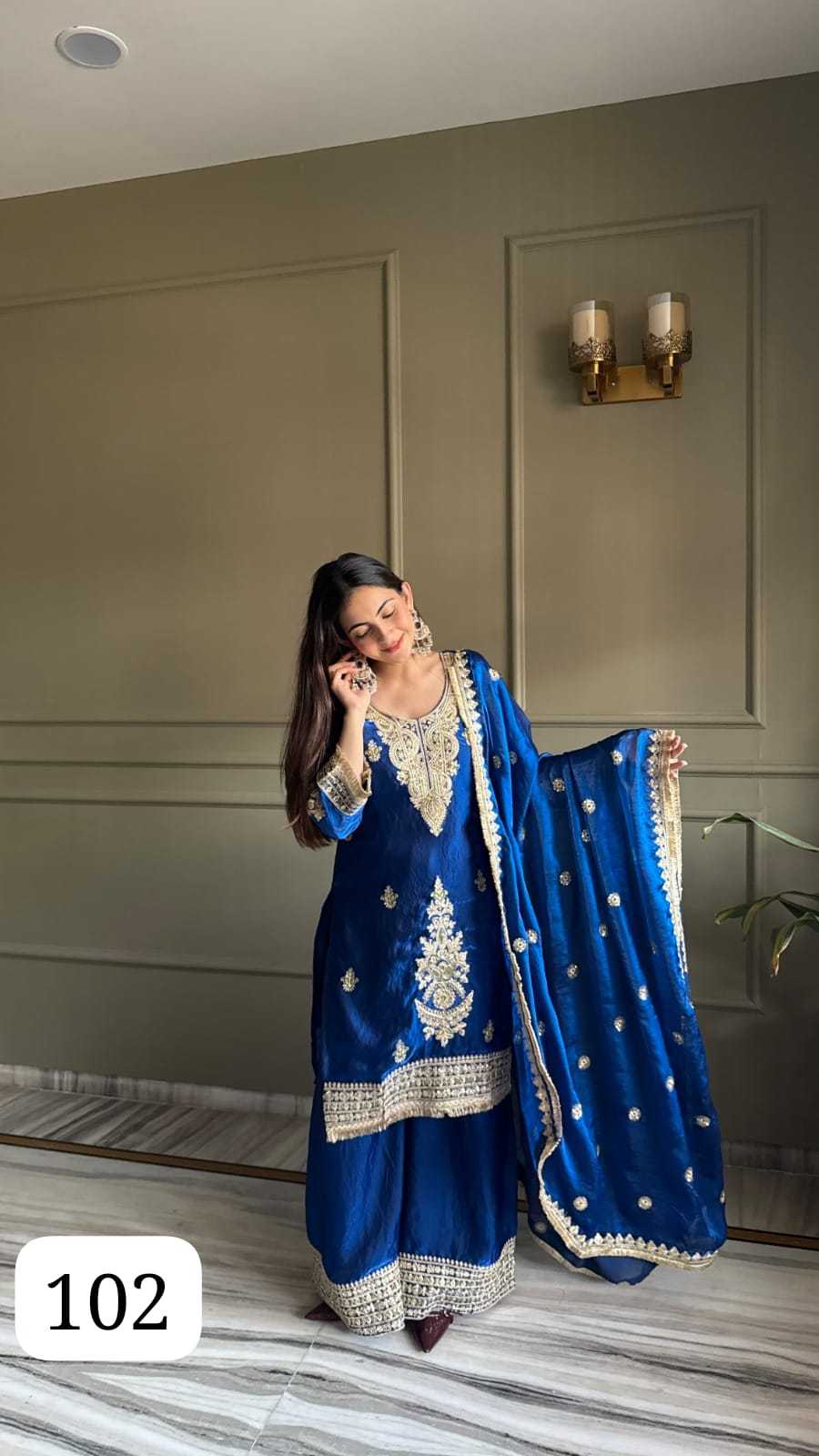 Satin Embroidery Suit