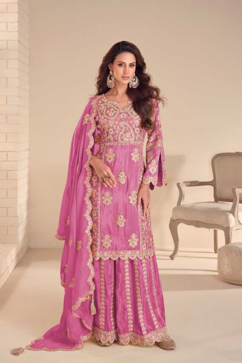 Shimmer Silk Embroidery Suit