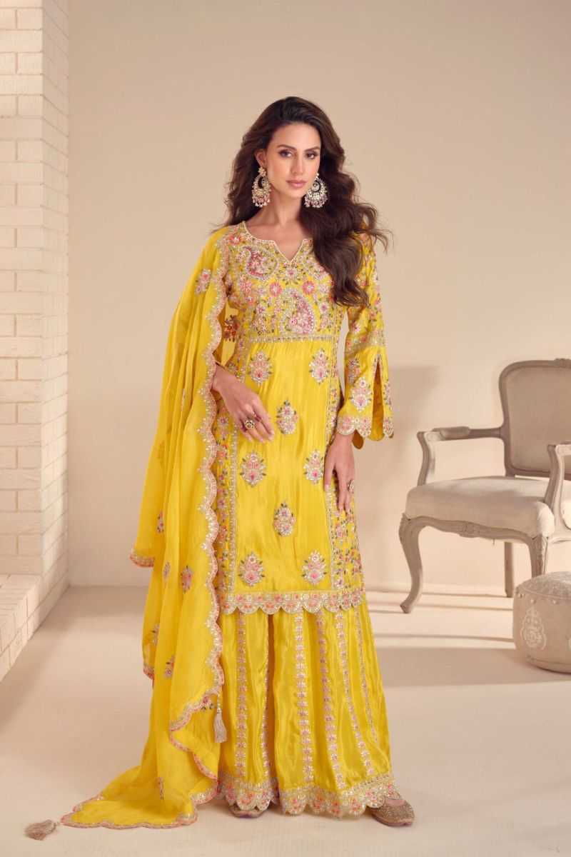 Shimmer Silk Embroidery Suit