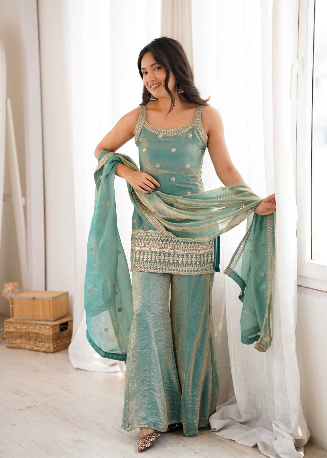 Crush Silk Embroidery Suit