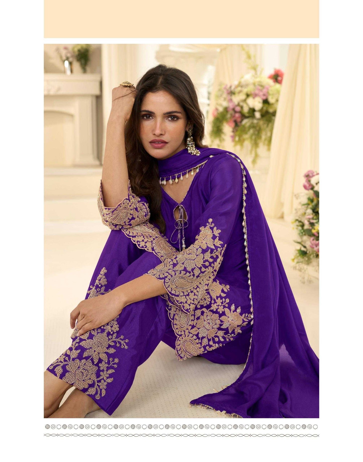 Chinon Silk Embroidery Suit
