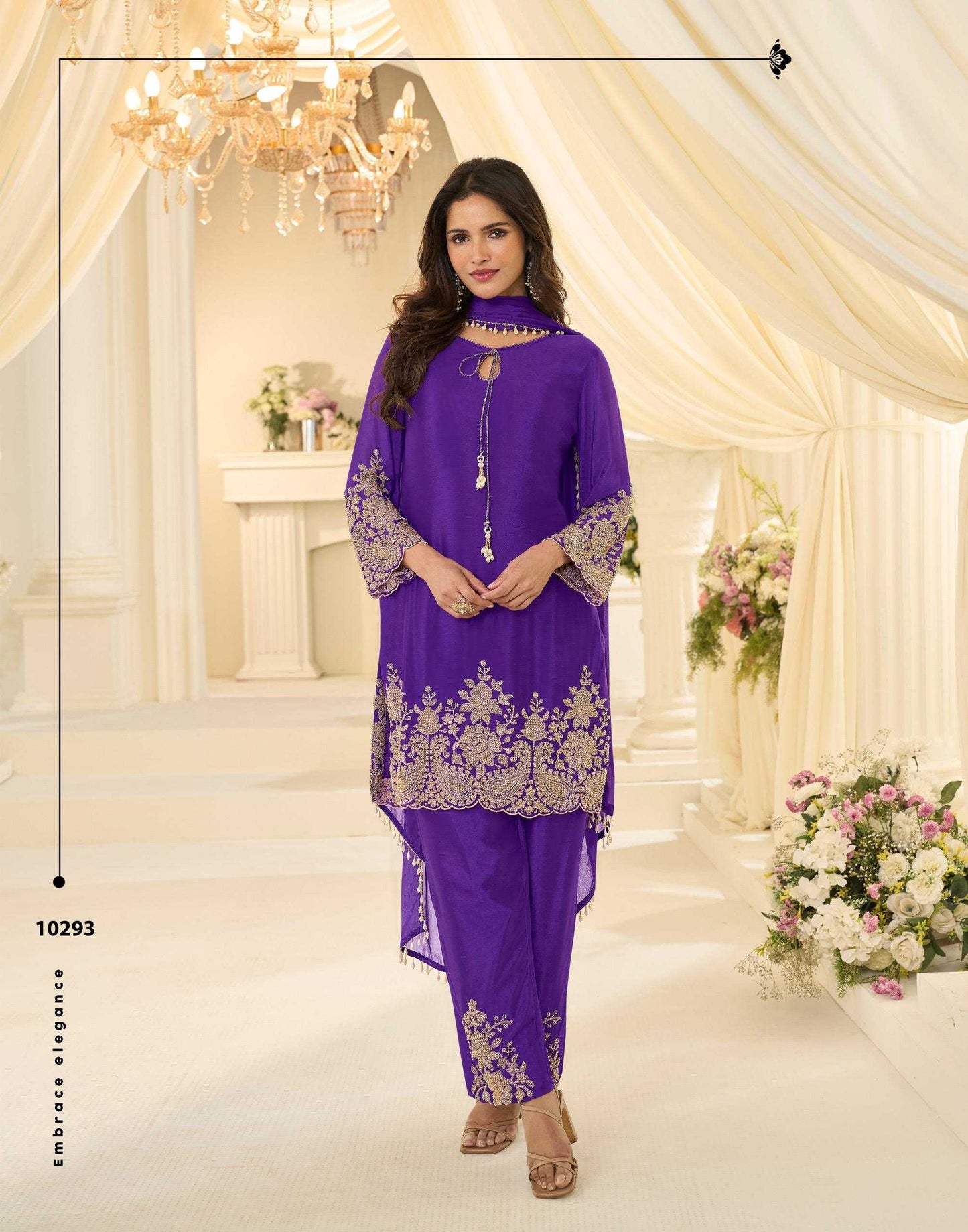 Chinon Silk Embroidery Suit