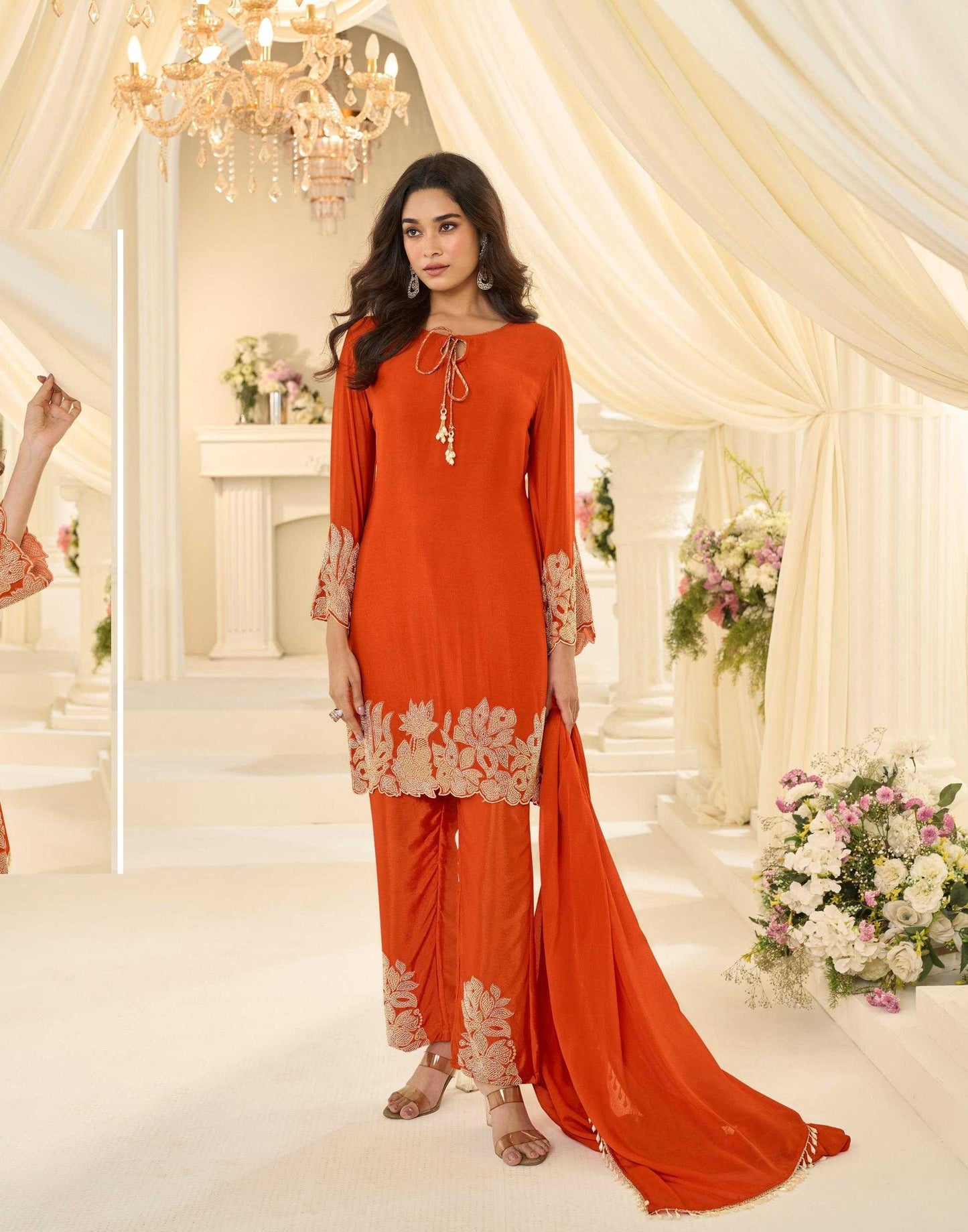 Chinon Silk Embroidery Suit