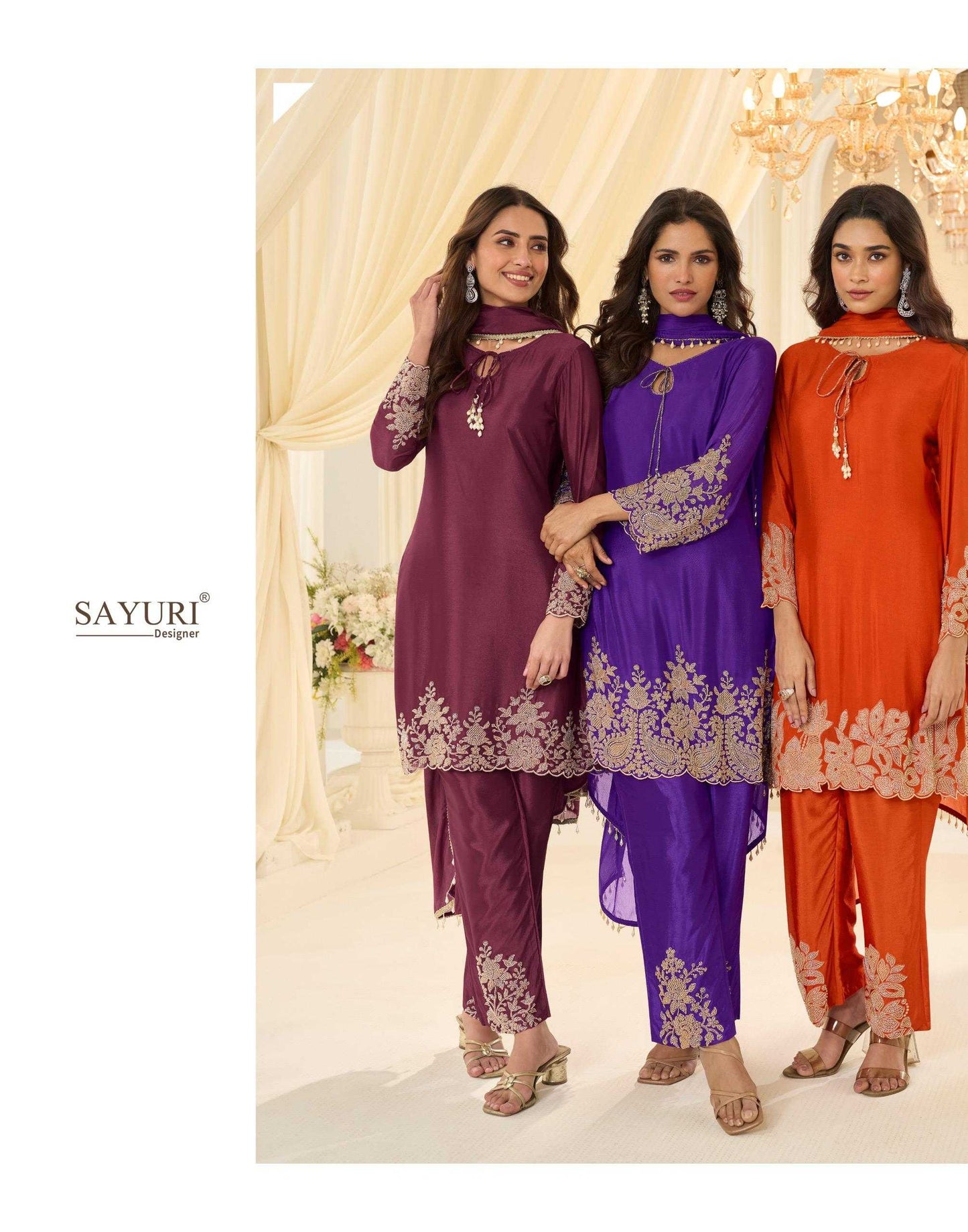 Chinon Silk Embroidery Suit