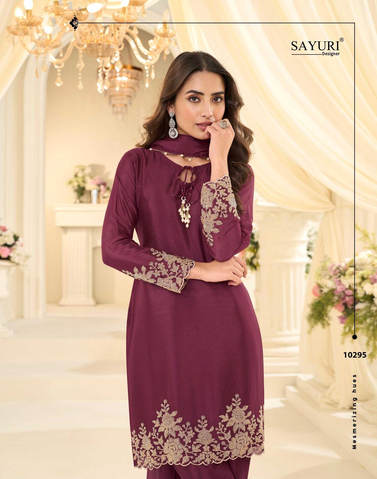 Chinon Silk Embroidery Suit