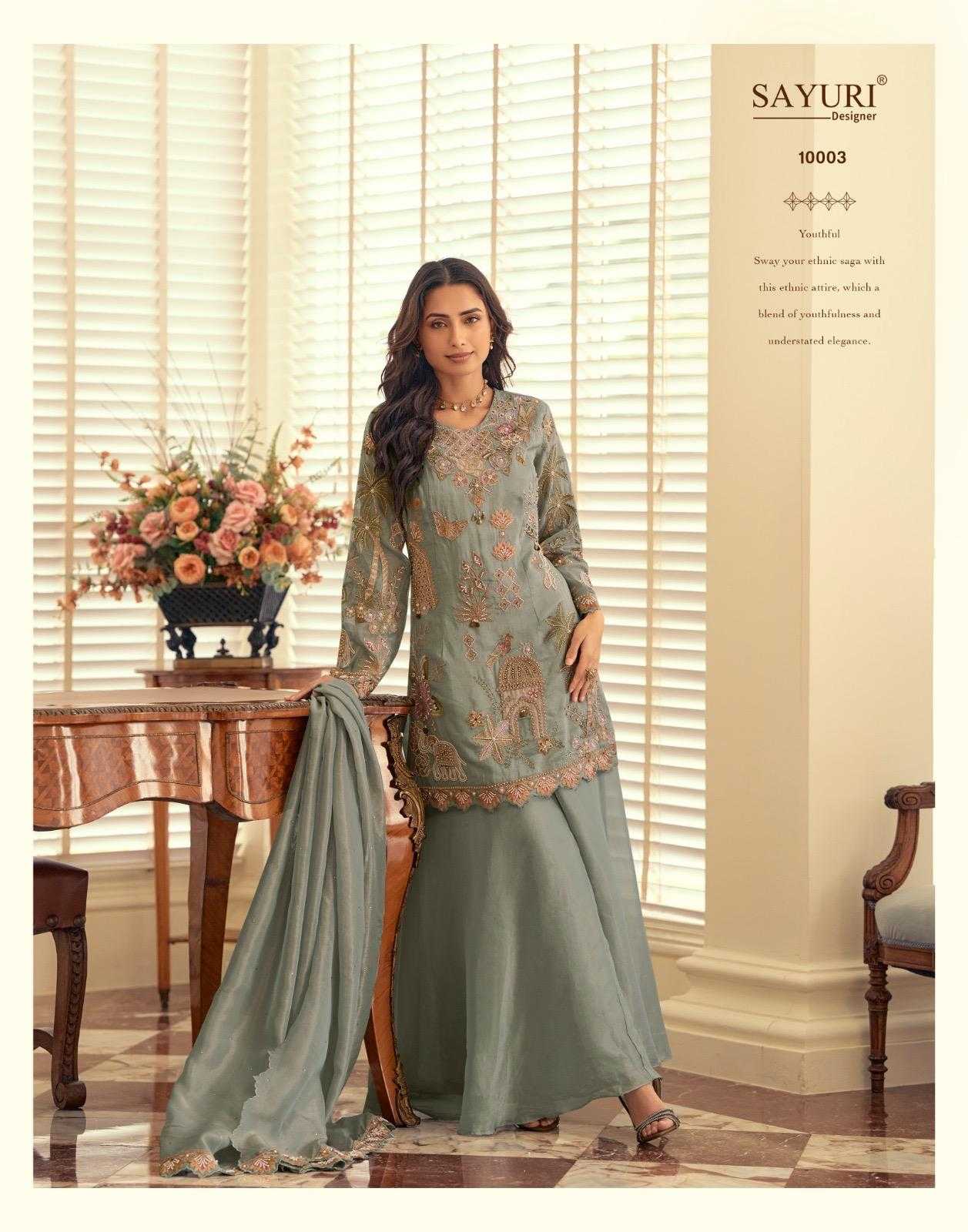 Shimmer Silk Embroidery Suit