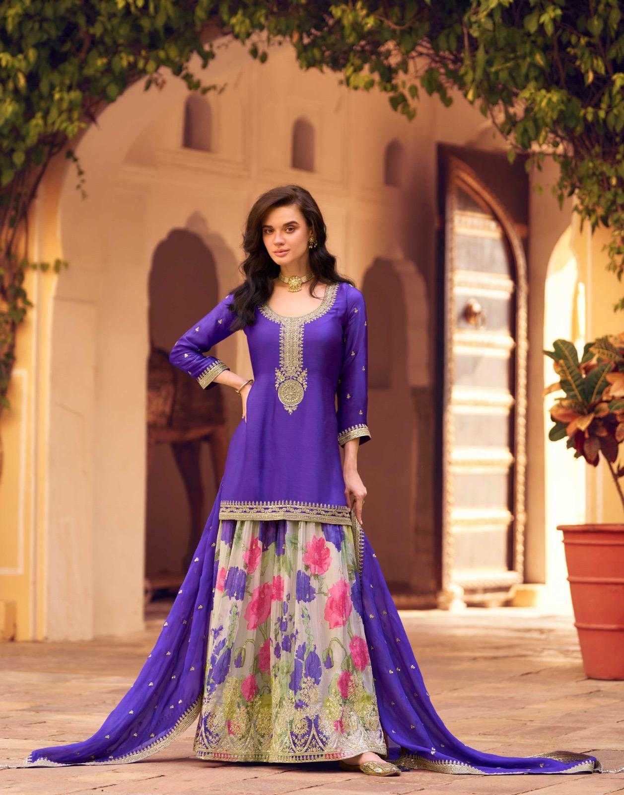 Chinon Silk Embroidery Suit