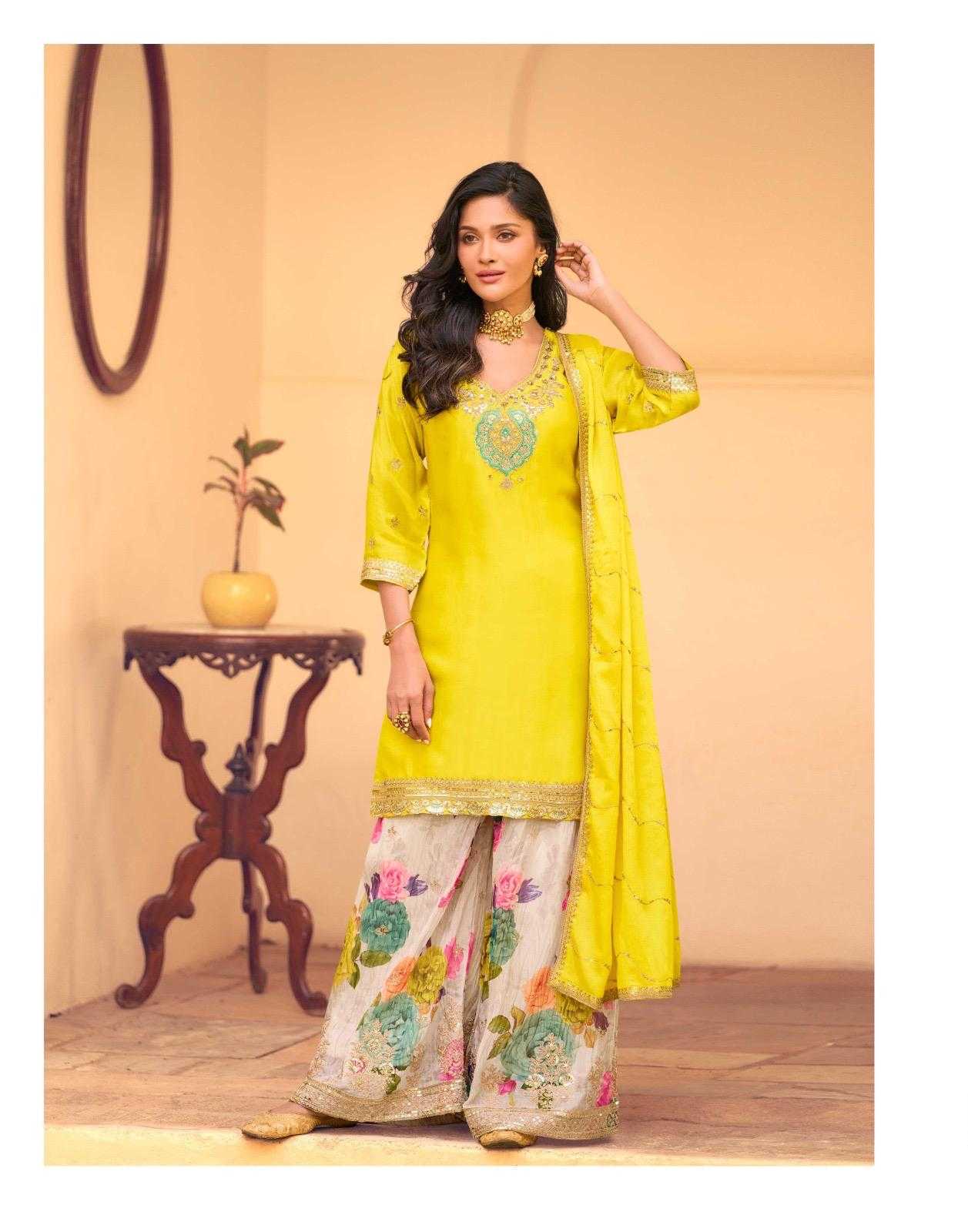 Chinon Silk Sharara Salwar Suit