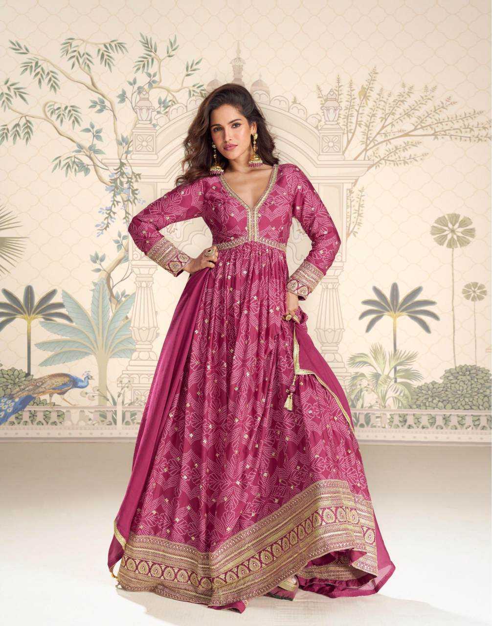 Chinon Silk Embroidery Gown