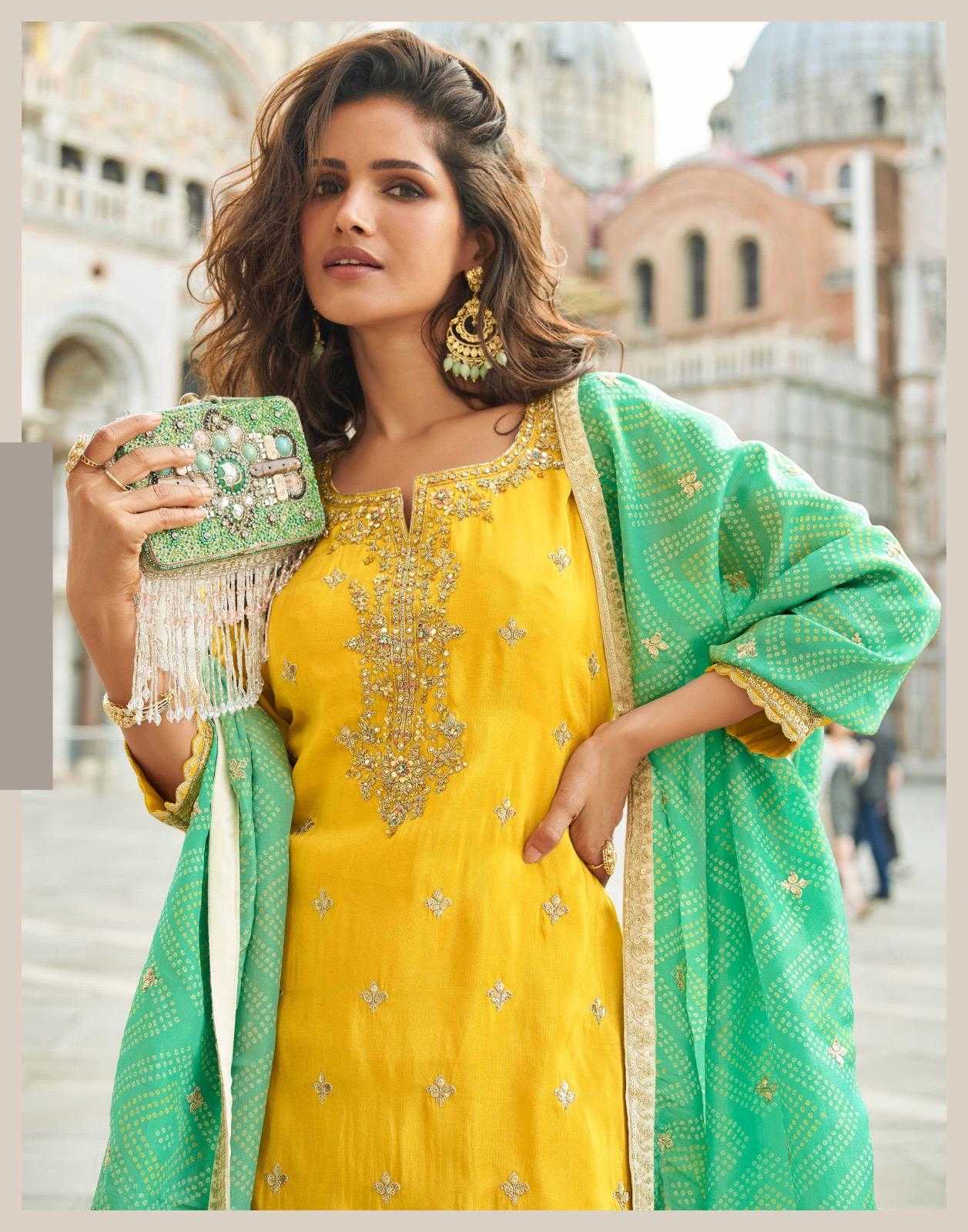 Shimmer Silk Embroidery Suit
