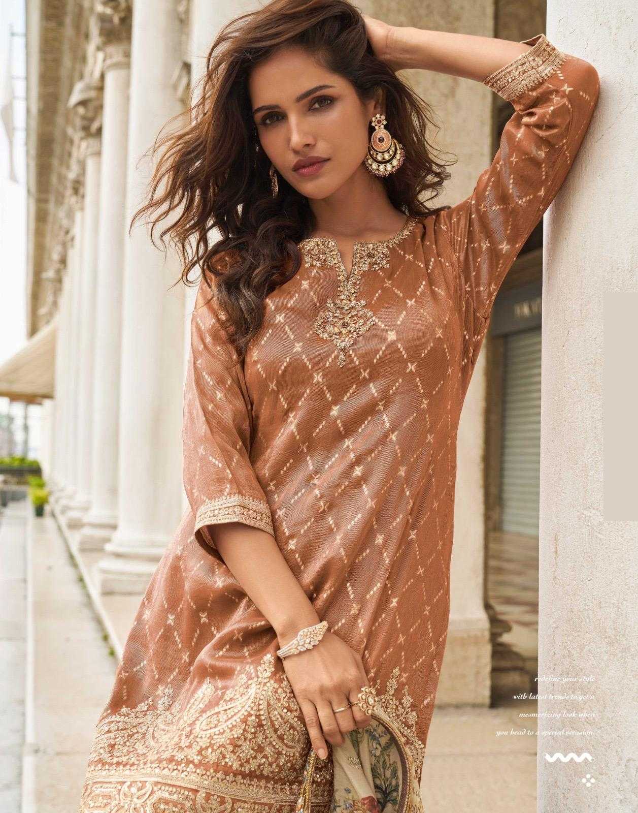 Shimmer Silk Embroidery Suit