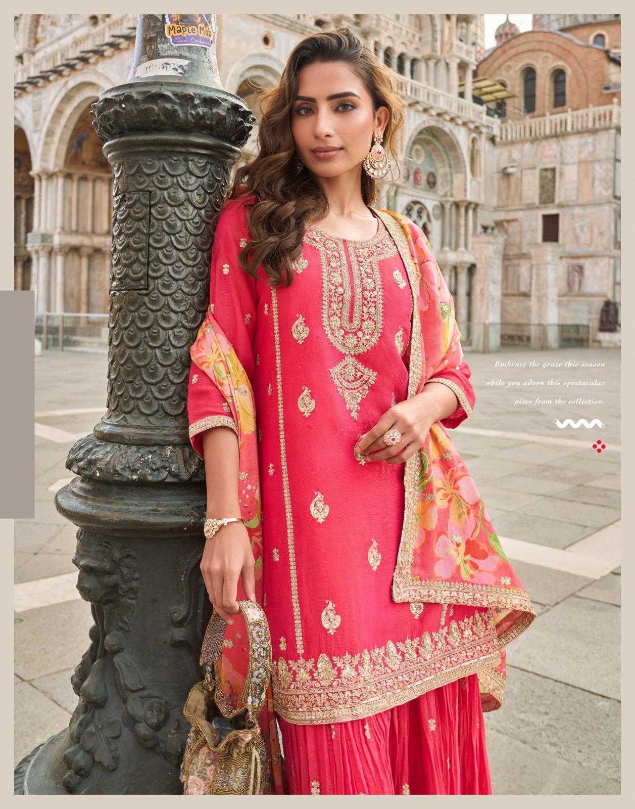Shimmer Silk Embroidery Suit
