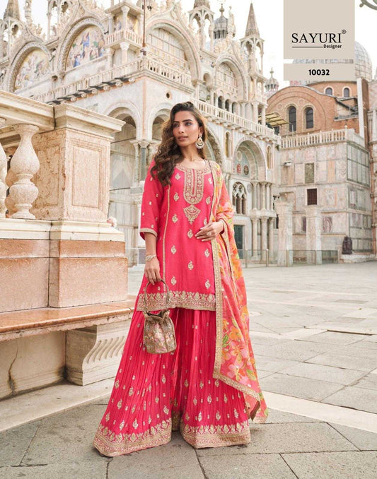 Shimmer Silk Embroidery Suit