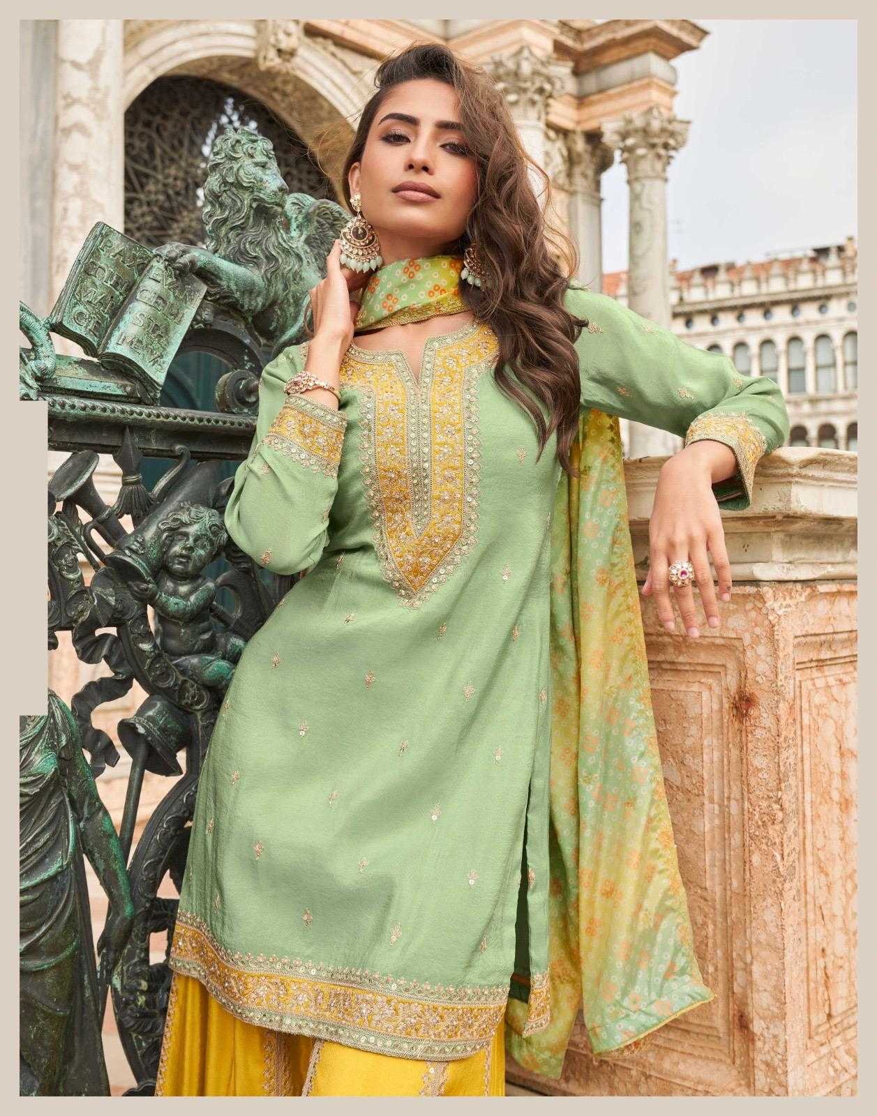 Shimmer Silk Embroidery Suit
