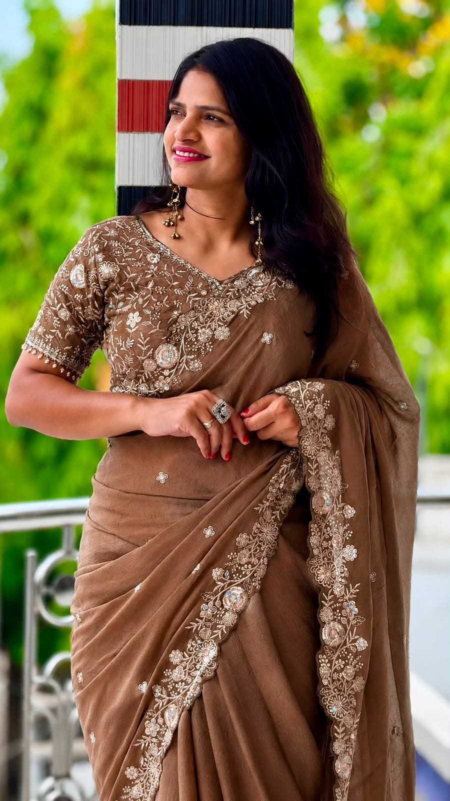 Ahalya Crunchi Designer Saree