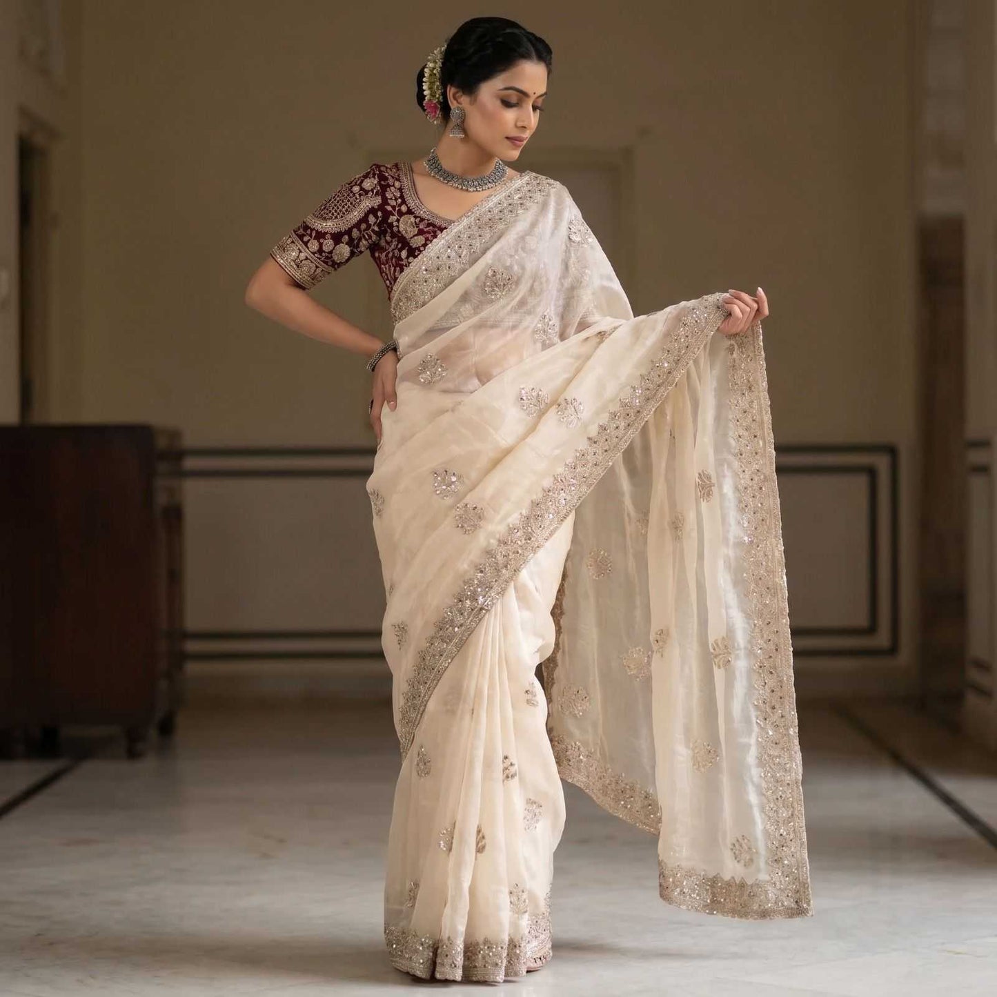 Satin Designer Saree