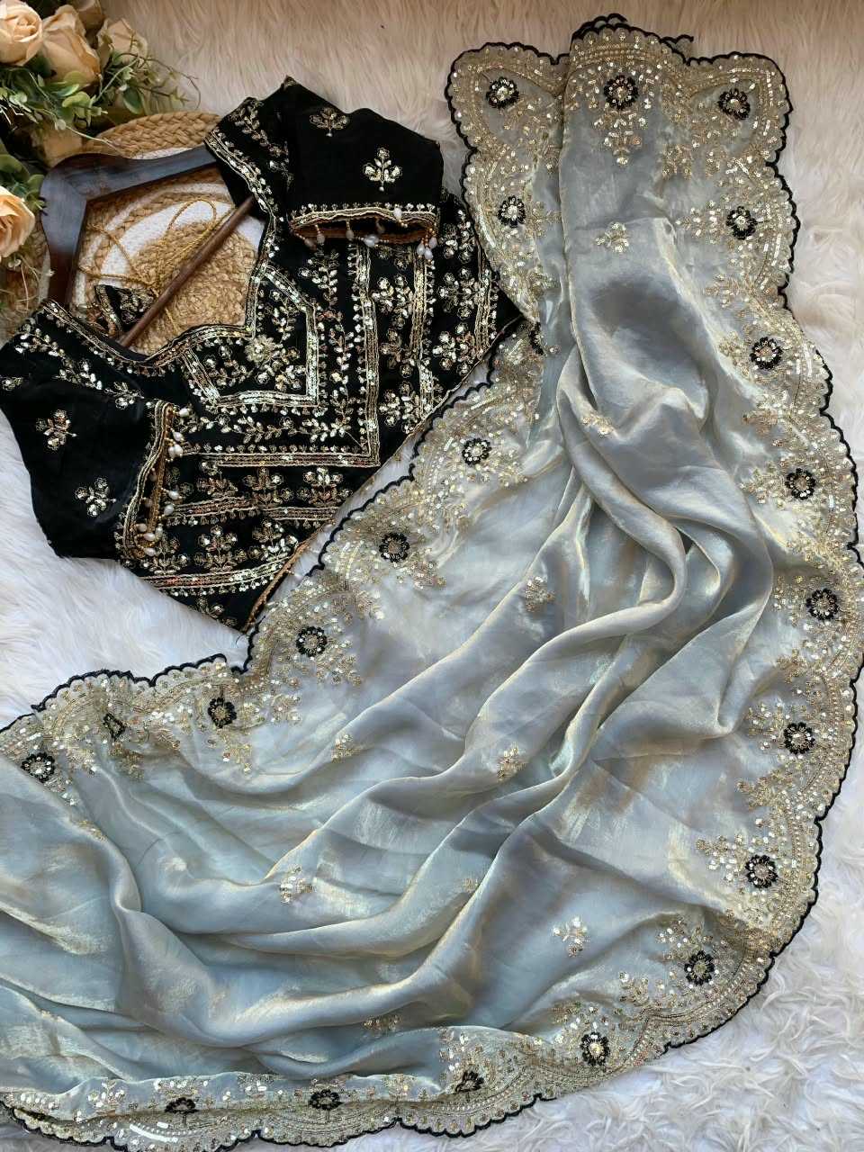 Mahvis Satin Sequence Saree