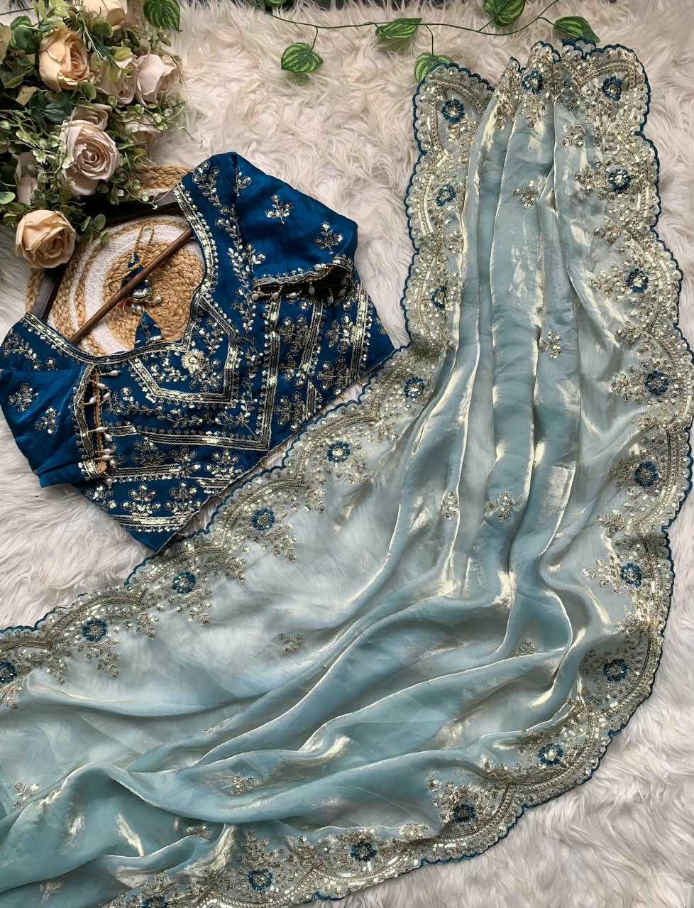 Mahvis Satin Sequence Saree