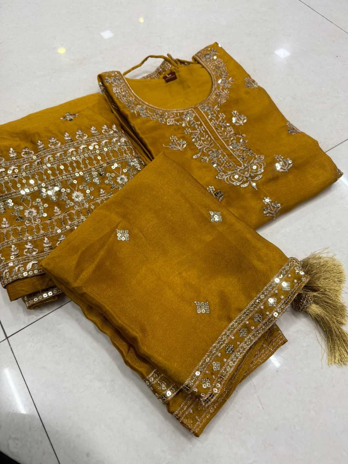 Heavy Faux Georgette Embroidery Gown
