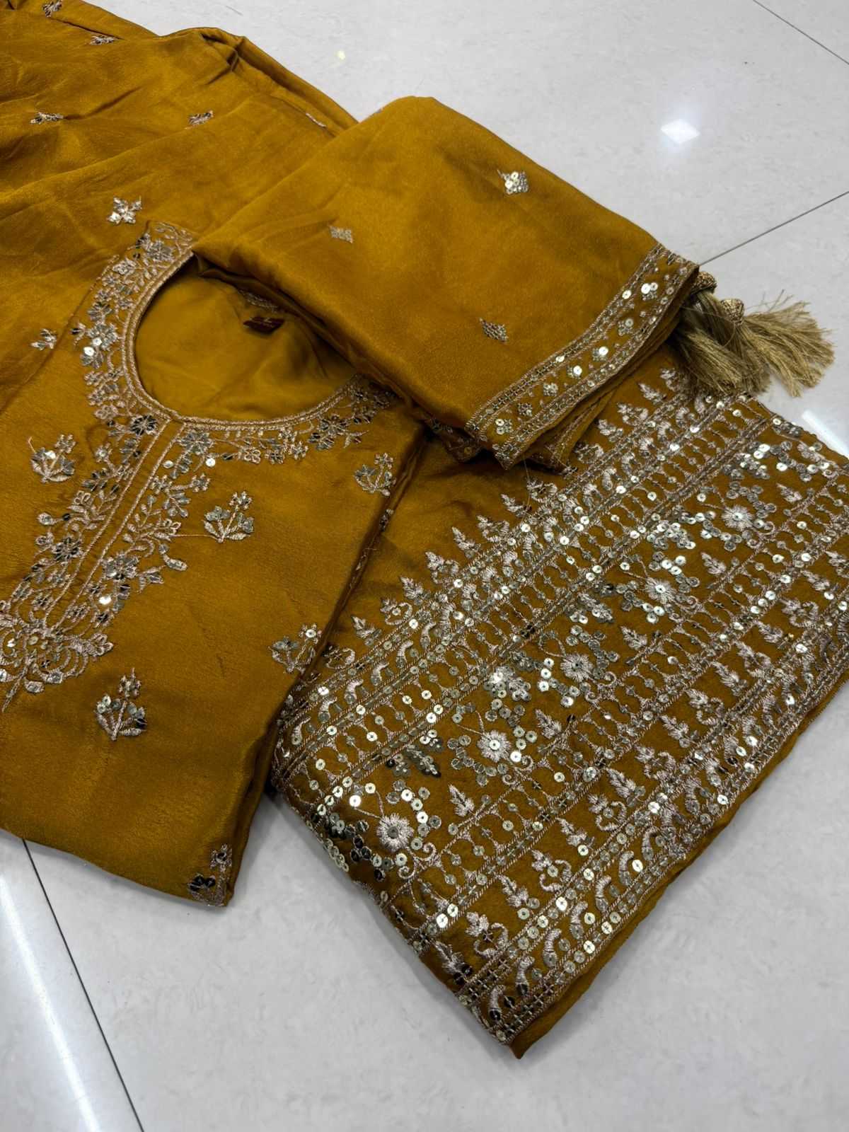 Heavy Faux Georgette Embroidery Gown