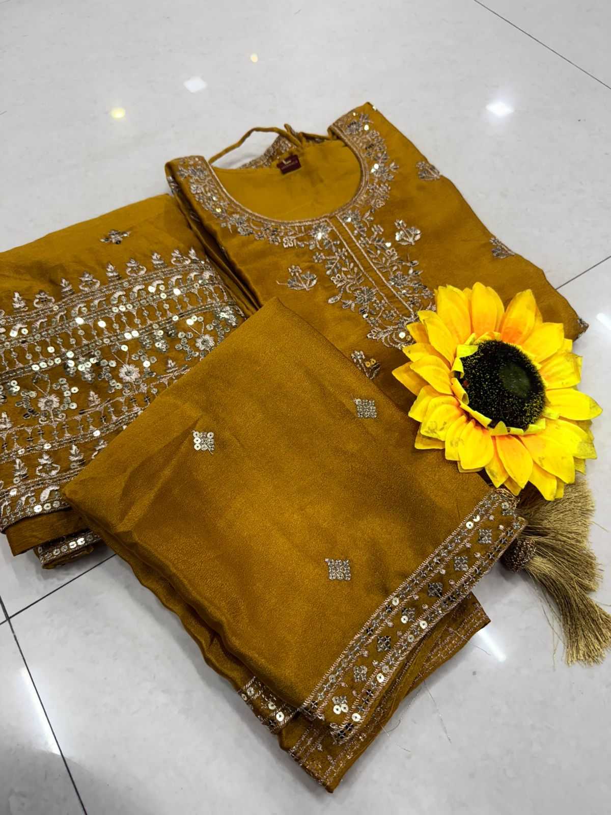 Heavy Faux Georgette Embroidery Gown