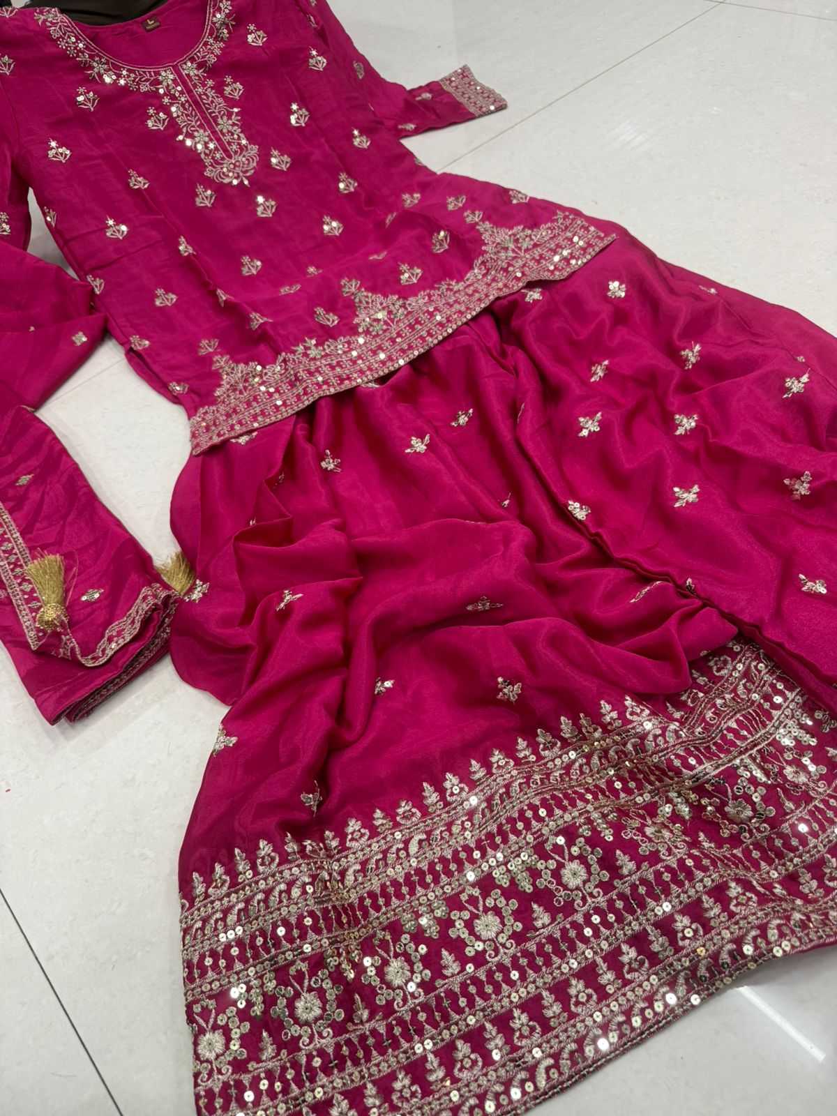 Heavy Faux Georgette Embroidery Gown