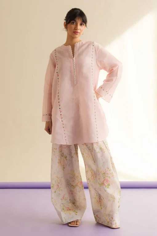 Pink Soft Silk Designer Kurti