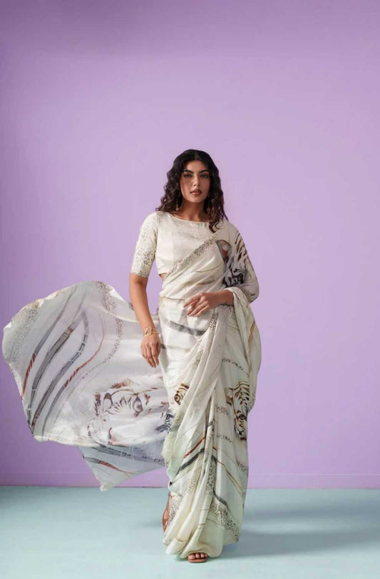 Japan Sartin Designer Saree