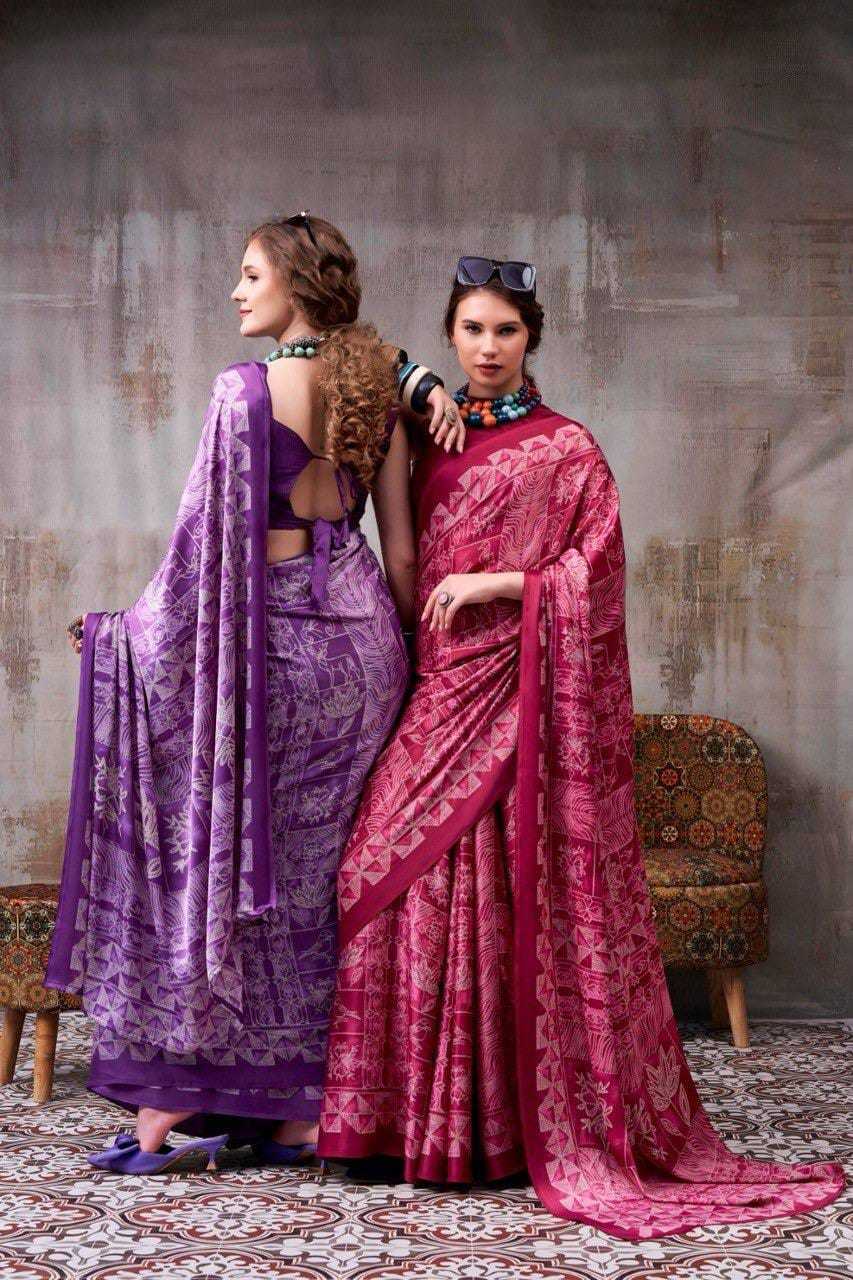Japan Sartin Designer Saree in Purple