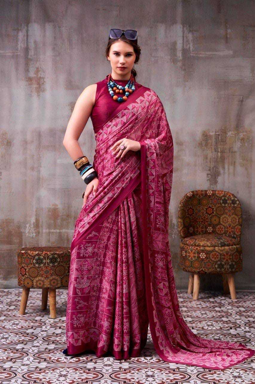 Japan Sartin Designer Saree in Purple