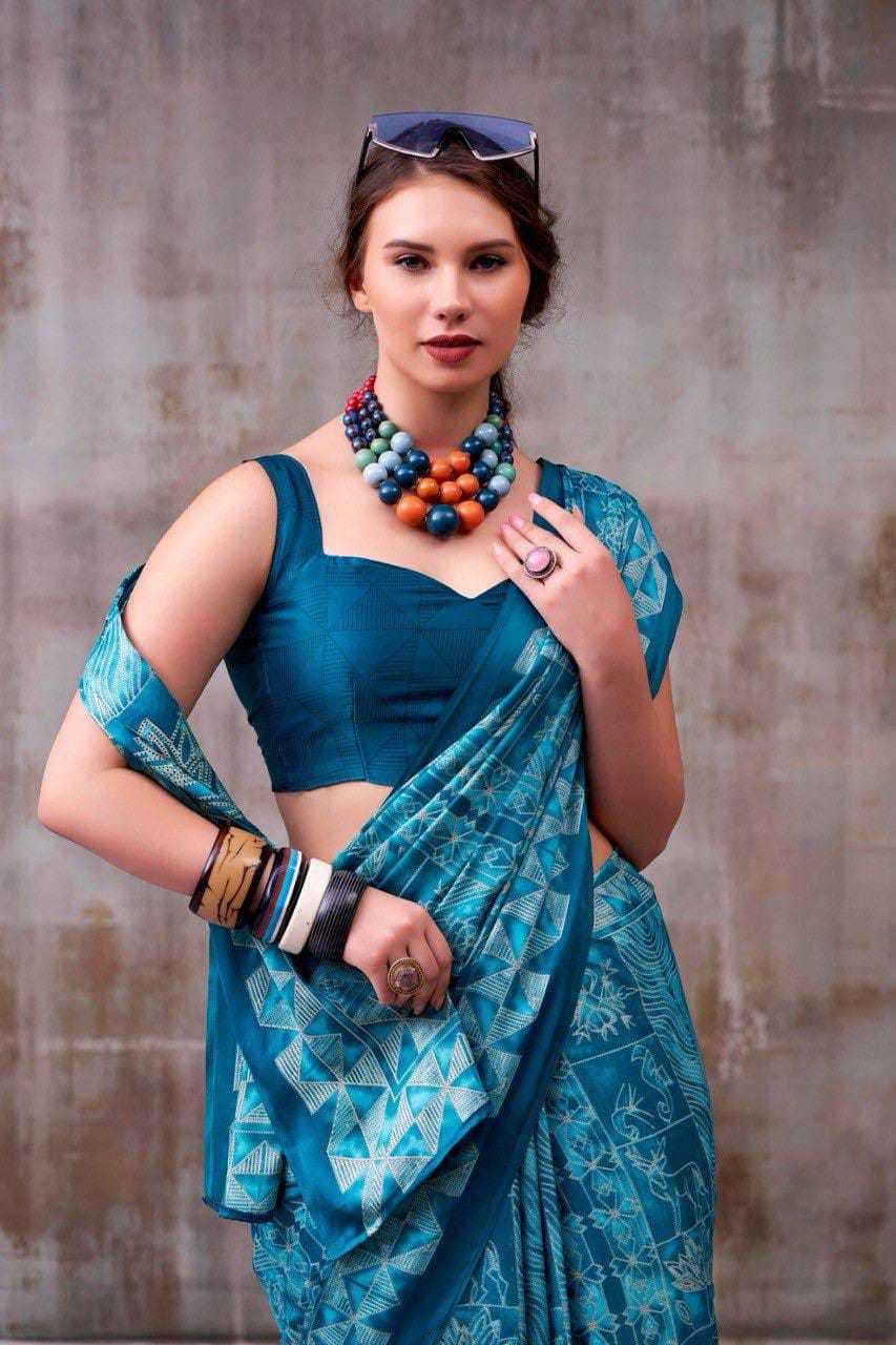 Japan Sartin Designer Saree in Purple