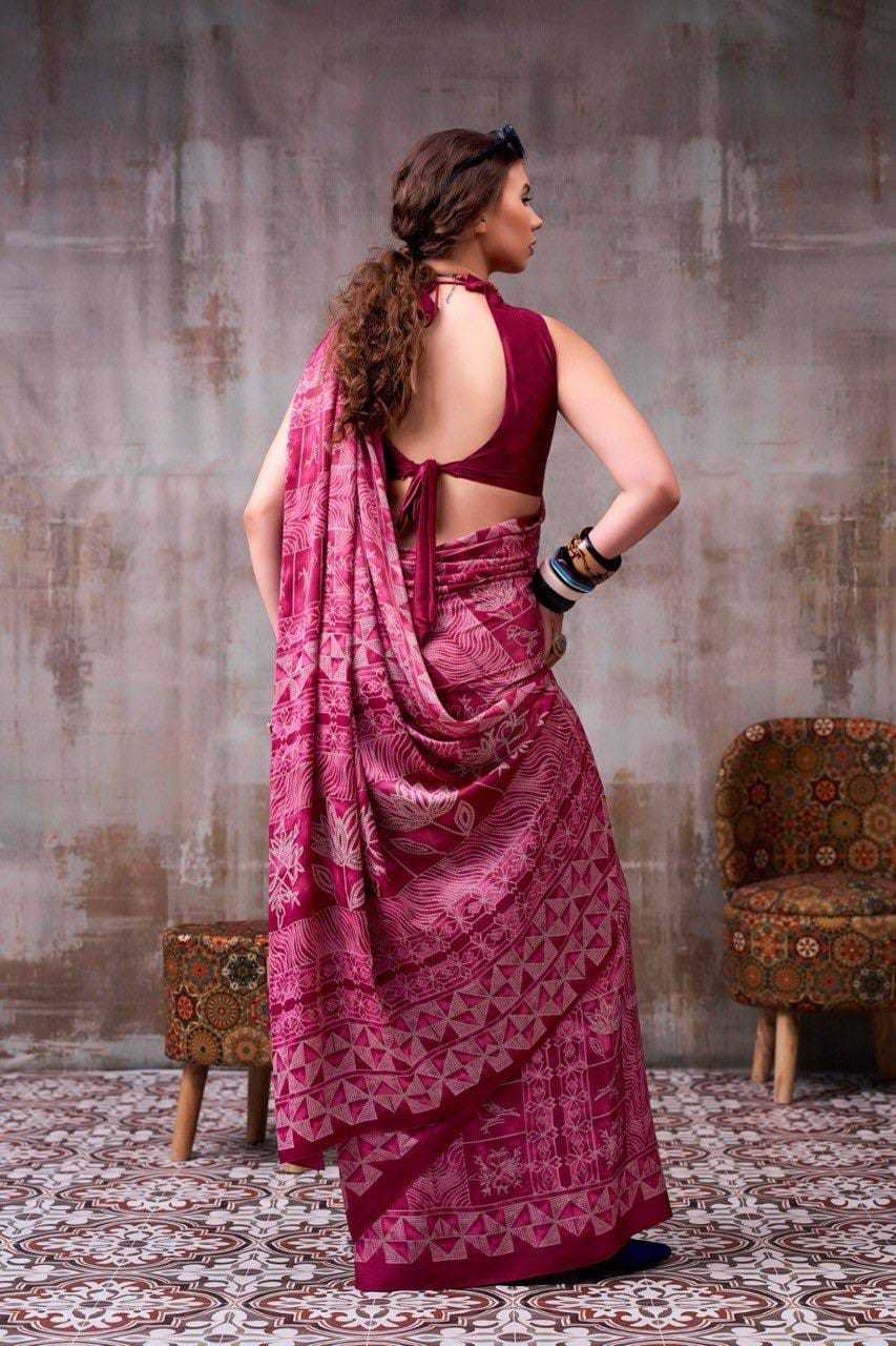 Japan Sartin Designer Saree in Purple